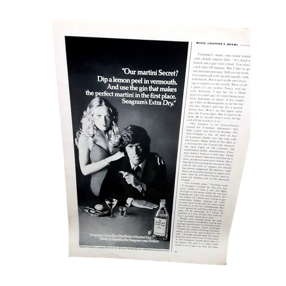 1973 Seagrams Extra Dry Gin martini Print Ad vintage 70s